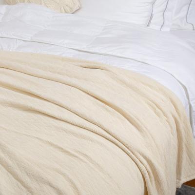 China Beige Eco-Friendly Knitted Bed Spread Cotton Bedspread for sale