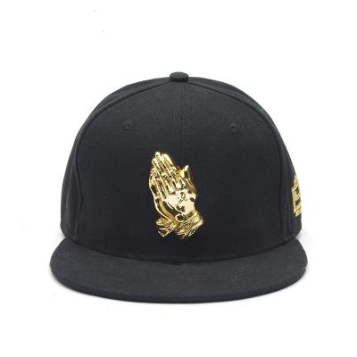 China COMMON Make Your Own Snapback Hats Wholesale 6 Panel Cotton Snapback Caps With Metal Logo for sale