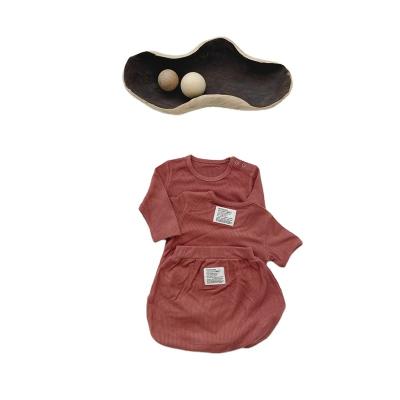 China Fashion Style Spring Autumn Anti-Shrink Baby Clothes Cotton Ribbed Baby Sets Baby Clothes Two Piece Set for sale