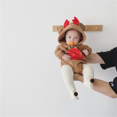 China Hot Sale Long Sleeve Winter Christmas Elk Train Baby Clothes Thick Zipper Baby Romper 2522 for sale