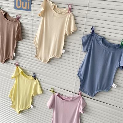 China Regular Summer Cotton Modal Baby Jumpsuit,Solid Color Baby Clothes,Short Sleeves Baby Overalls Baby Romper for sale