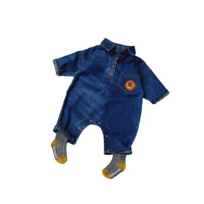 China Cozy Baby Clothes Autumn Baby Cute Cartoon Soft Infant Rompers Baby Clothes Cotton Newborn Denim Long Sleeve for sale