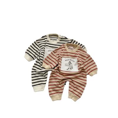 China Cozy Baby Clothes Wholesale Loose Cotton Baby Ribbed Jumpsuit Solid Colors Fall Newborn Baby Romper for sale