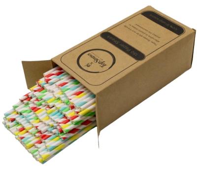 China Disposable Free Samples Paper Straw In Box , Biodegradable Paper Packaging Printing Logo From Srtraws for sale