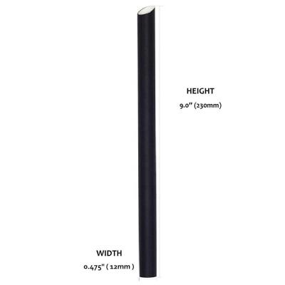 China 100PCS Minimalist SR Shaped Big 12*230mm 4 Layers Black Sharp Diagonal Colossal Wide Bubble Tea Cutting Sharp Black Paper Straws for sale