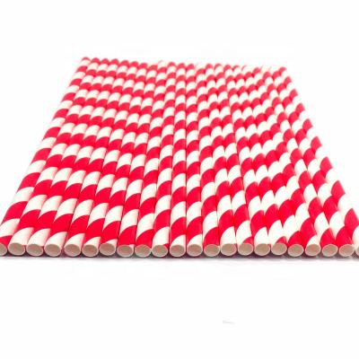 China 6X197mm ECO Minimalist Red and White Striped Paper Straw With Paper Wrapper SR ECO Friendly CE Approved Paper Straws 50pcs for sale