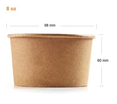 China SR 8oz Biodegradable Ice Cream Round Disposable Double Layer Paper Bowl Thickened Pudding Yogurt Paper Cup Dessert Small Size Soup Paper Bowl for sale