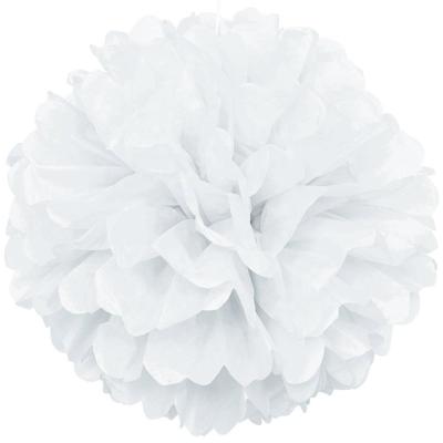 China Wholesale SR Tissue Paper 10 Inch White Decorative Tissue Paper Pompom Ball Tissue Paper Flowers, Tissue Paper Pom Pom Party Decoration for sale