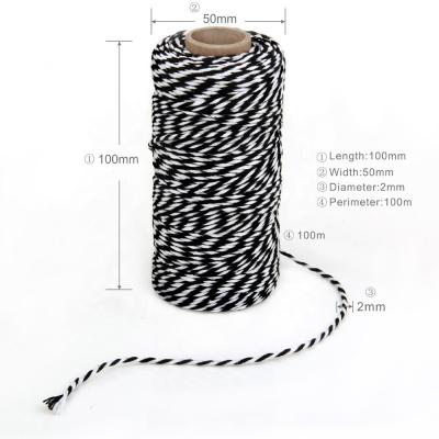 China Free Samples 2mm Wholesale Gift Wrapping Double Color Cotton Bakers Twine Black And White for sale