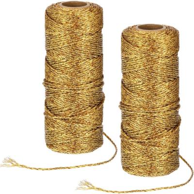 China Gift Wrap SR Metallic Bakers Twist 110yd Solid Gold Silver Decorative Bakers Twist For DIY, Gold Color Rope Christmas Decoration Supplies for sale