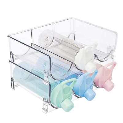 China Sustainable Kitchen Countertop Cabinet Office Cup Holder Water Wine Storage Holder Stackable Plastic Water Bottle Organizer for sale