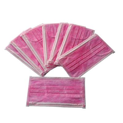 China Eco-friendly Face-mask Earloop 3 Ply Nonwoven Medical Surgical Disposable Pink Face Masks for sale