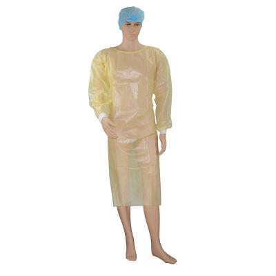 China Anti-Static Disposable Surgical Gowns Waterproof Plastic Yellow Level 1 Isolation Medical Surgical Nonwoven Disposable Gowns for sale