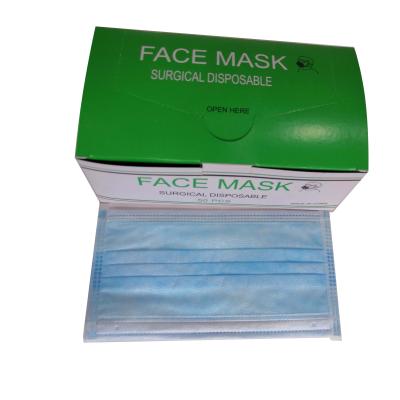 China Eco-friendly Face-Mask Mascarillas Non Woven Earloop 50 Pcs Box Surgery Nose Face Mask 3 Ply Surgical Medical Disposable Face Mask for sale