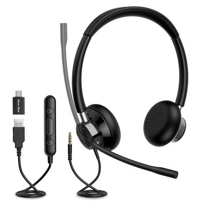 China 20-20KHz Portable Professional Earphone Noise Canceling Headset Earbuds With Microphone For Call Center Headphones for sale