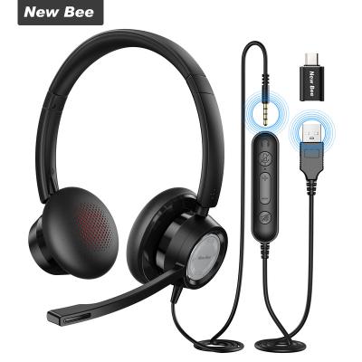 China New Bee 20-20KHz USB Headset With Microphone 270 Rotatable Computer Headset Controls Call Center PC Stereo Wired Headset for sale