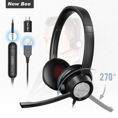 China Comfortable 20-20KHz Call Center Custom Noise Canceling Office Headset With Microphone For PC Computer for sale