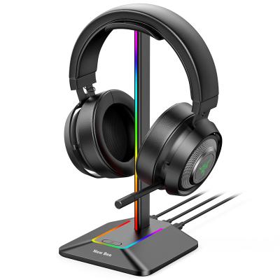 China Bee NB-Z8 New Design Earphone Stand New Design Gaming Head Phone Stand Headset RGB Multicolor Led Light Earphone Stand With Usb Charger for sale