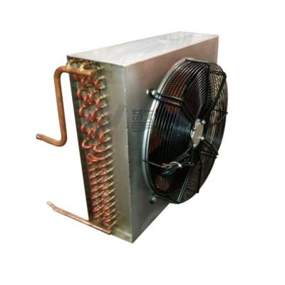 China Indoor Cold Room Copper Tube Fin Air Condenser Coil Cooler With Fan for sale