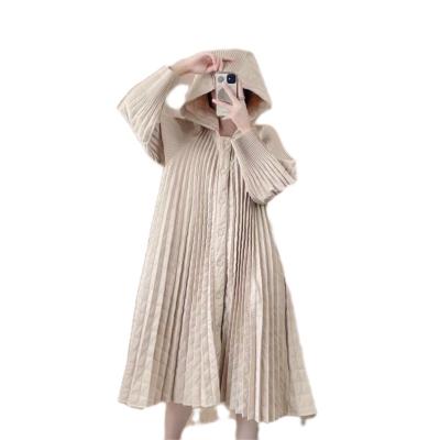 China Anti-Wrinkle Long Sleeve Pleated Over Coats Ruffled Lovely Lady Fashion Hooded Coats Loose Windbreaker Coat For Autumn And Spring for sale