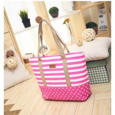 China Custom Hot Selling Large Capacity Canvas Rope Handle Beach Bag Shoulder Tote Bag for sale