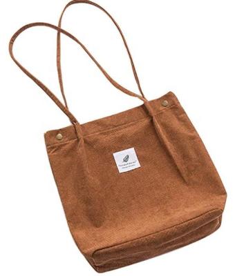 China Promotional Large Capacity Cotton Custom Printed Canvas Corduroy Tote Bag With Custom Printed Logo for sale