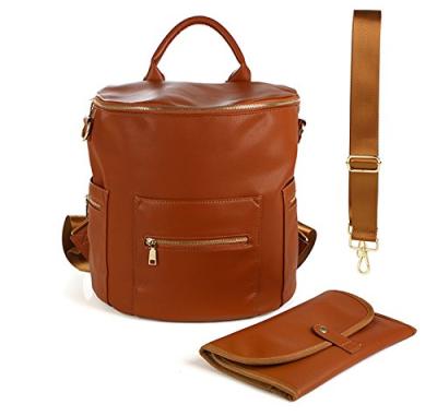 China Eco-friendly Waterproof Mom Bag Travel Nappa Women Quality Baby Waist Bag Leather Diaper Backpack for sale