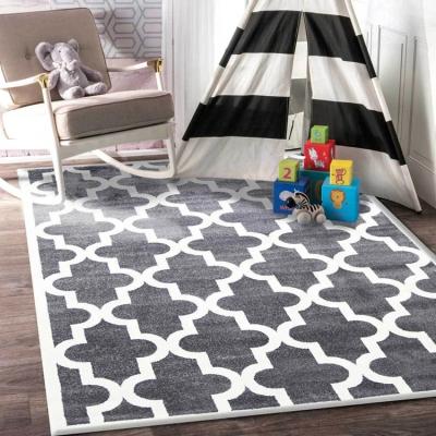 China Kids Room Anti-Slip Playroom Custom Design Soft Gray And White Kids Pattern Lattice Cover for sale