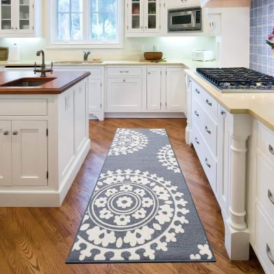 China Washable European Medallion Non-Slip Latex Kitchen Area Rugs Rubber Backed Runner Cover for sale