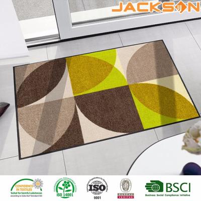 China Modern Design Adhesive-Protective Luxury Loop Pile Waist Polyester 100% Custom Machine Embellished Home Printed Custom Door Mat for sale