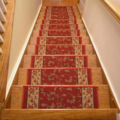 China CLASSIC Red Printed Skid Resistant Carpet Slip Resistant Support Indoor Stair Treads for sale