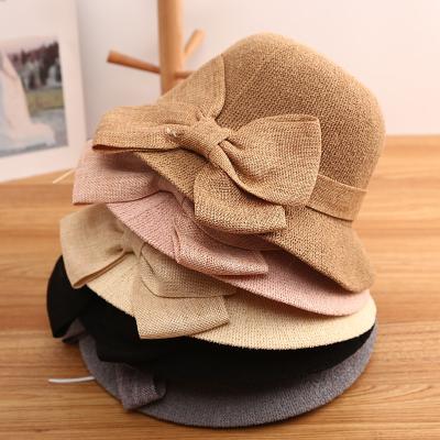 China Summer Korean version of sun hat female heat bow fisherman hat wild fashion small brim foldable hat for sale