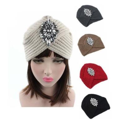 China COMMON winter fashion wiipu hats rhinestone India warm hat for women turban hats women's head wrap hats warm skullcaps for sale