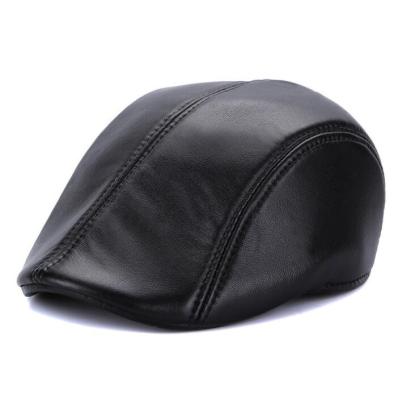 China New Winter Men's Leather Baseball Cap Snapback Hat Men's High Quality Leather Trucker Hat Gorras Para Hombre for sale