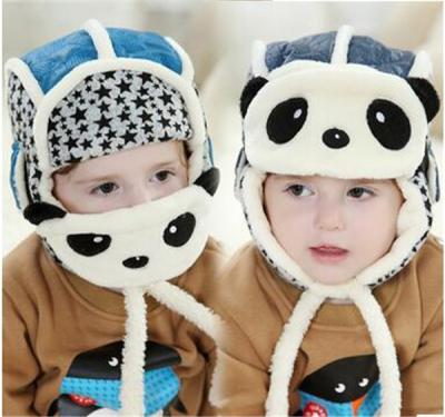 China Common Winter Knitted Hat Baby Cartoon Panda Hat Masks Dual Use Ear Muffler Cap for sale