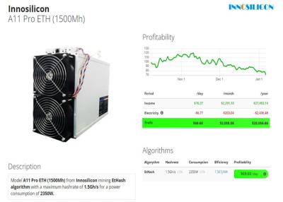 中国 1.5GH Innosilicon Asic抗夫A11プロ2350W ETHの硬貨 販売のため