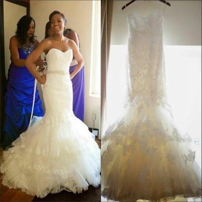 China Real Photo ON214 Wedding Dress Breathable Romantic Lace Appliques Mermaid Wedding Dresses Plus Size vestidos de noiva for sale