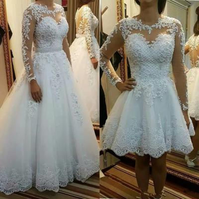 China 2022 Breathable End Of FA130 Nova Destacavel Train Princesa Lace Apliques Pearls Vestidos de Noiva 2 1 Bola Vestidos De Casamento for sale