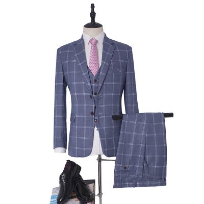 China MA102 Fashion Boutique Plaid Wedding Dress Suit Three-piece Male Formal Tuxedo (Jacket+Vest+Pants) 2022 New Men's Anti-Shrink for sale