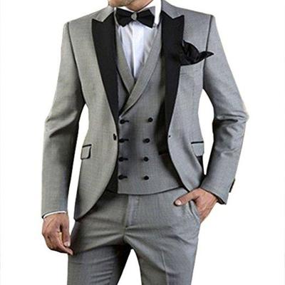 China Light Gray Lapel Groomsmen Best Man Suit Popular Wedding Mens Breathable Tuxedos One Button Groom LL047 Suits (Jacket+Pants+Vest) for sale