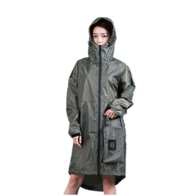 China Bachelor Long Rainwear Raincoat For Women Waterproof Hood Rain Jacket Polyester Outdoor Raincoat for sale