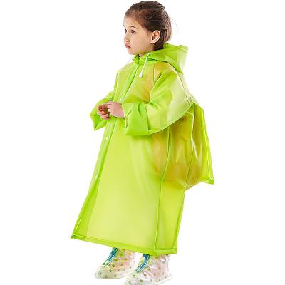 China 100% Waterproof Raincoat For Kids EVA Children Raincoat Kids Clear Fashionable Hot Selling Green Raincoat With Hood for sale