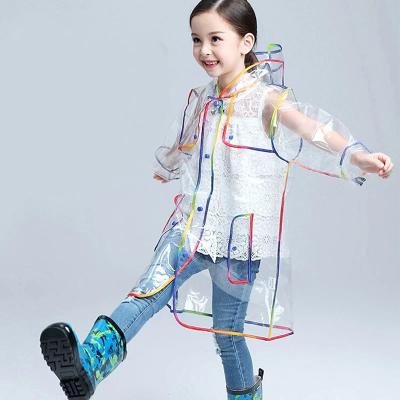 China Sales Boys Girls Edge Kids Durable Warm Colorful EVA Raincoat Clear Plastic Raincoat for sale