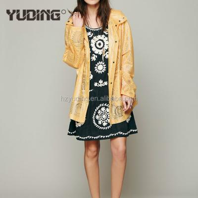 China 2018 latest fashion breathable waterproof clothing yellow tpu raincoat for women for sale