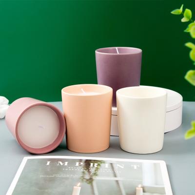 China Elegant Minimalist Matte Ceramic Home Decor Custom Weddings Candle Jar Empty Candle Jar Vessels With Box And Lid for sale