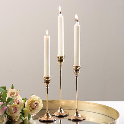 China Weddings Plating Nordic Gold Candle Holder Retro Pillar Glow Candle Holder Home Dinner Decoration Candle Light Luxury Gift for sale