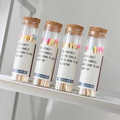 China Creative Multicolor Romantic Hotel Cork Matches In Glass Jar Long Matches Bulk Wholesale Wooden Matches for sale