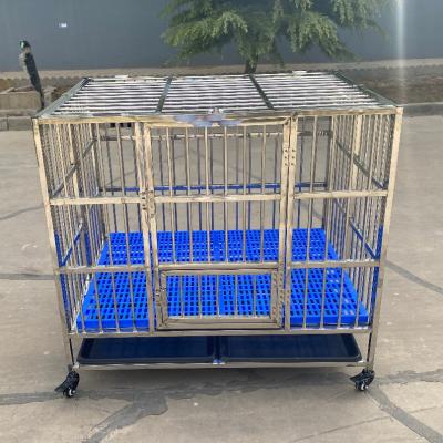 China BAIYI Viable Brand Stainless Steel Foldable Dog Cage, Dog Crate, Pet Cage With Plastic Floor for sale