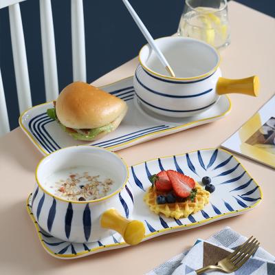 China Hot Selling Nordic Style Table Decoration Breakfast Porcelain Tableware Stocked Set for sale