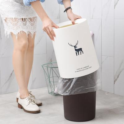 China Nordic Home Style Plastic Trash Can Stored Kitchen Bathroom Plastic Waste Bin for sale